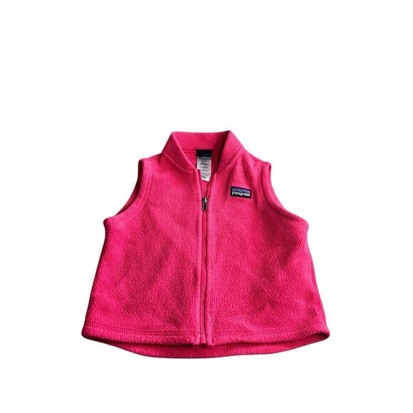 Patagonia Baby Pink Synchilla Fleece Sleeveless Vest 12 Months Full Zip Warm - Picture 2 of 4